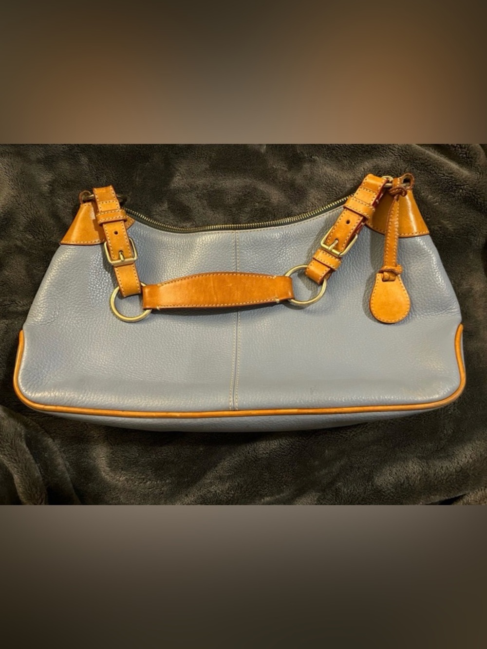 Dooney & Bourke Vintage Blue Leather Shoulder Bag - Picture 2 of 8